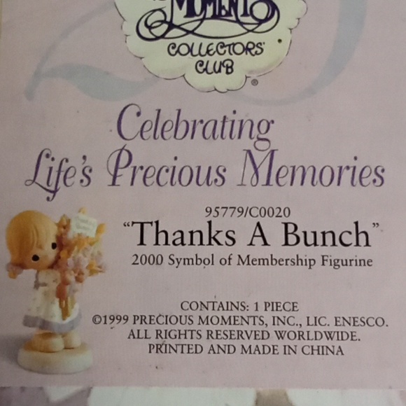 1999 Retired Precious Moments 'Thanks A Bunch' Figurine - Picture 1 of 6
